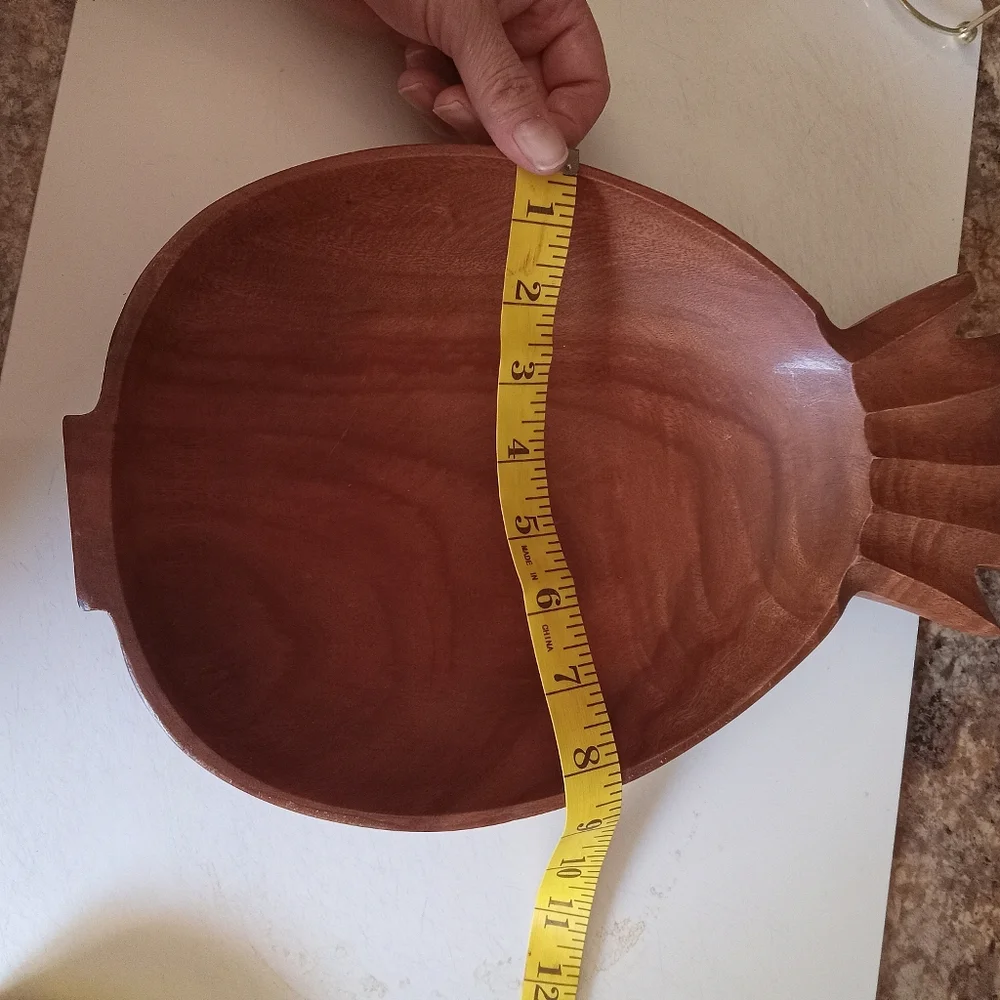Kamari Woods hand carved wooden pineapple bowl. Vintage.